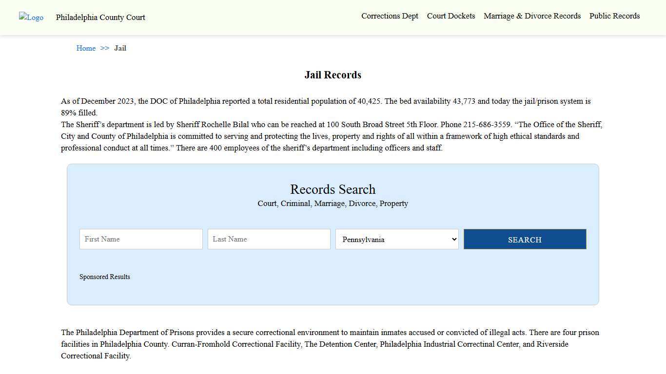 Jail Records Philadelphia County Court