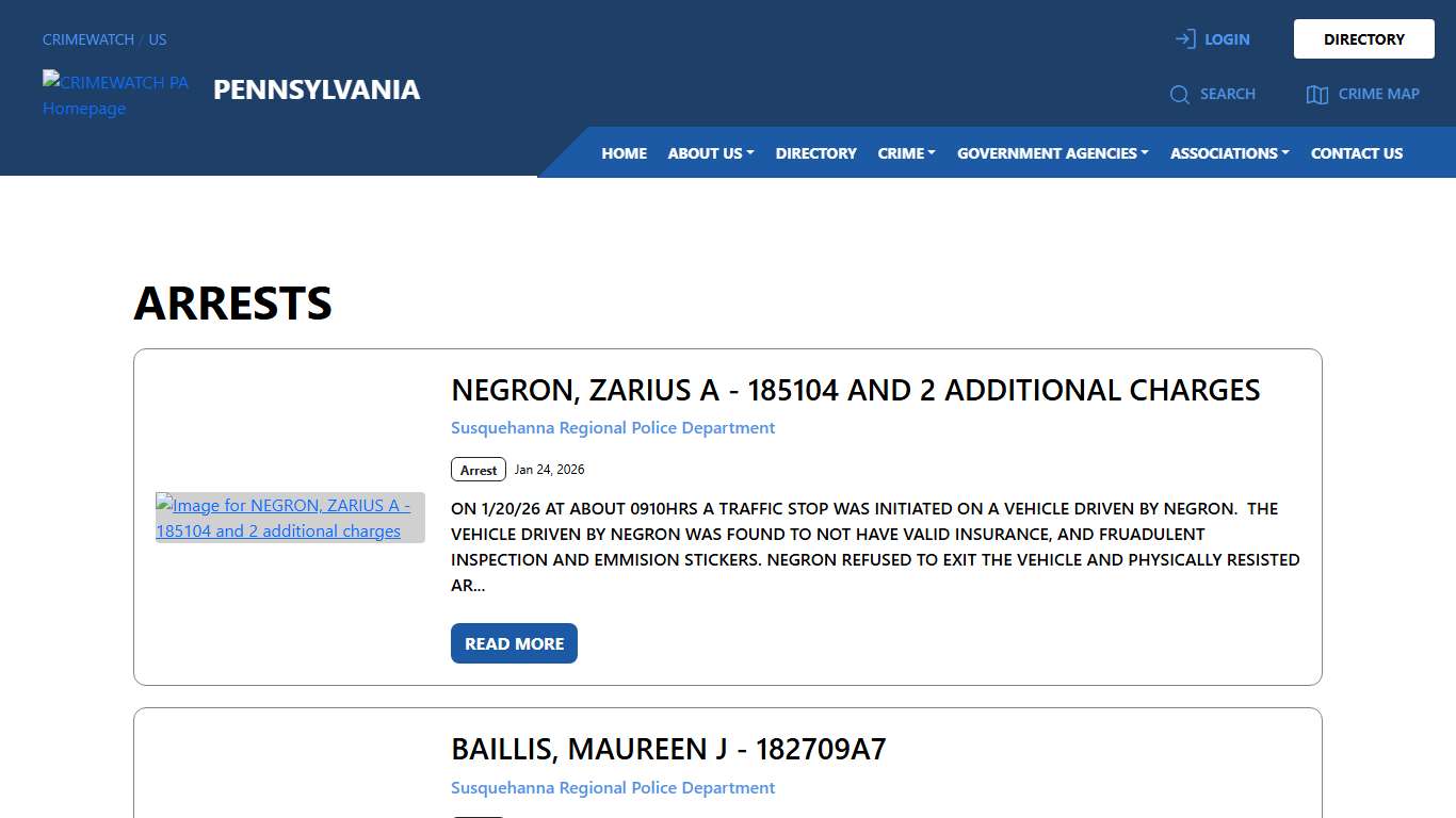 Pennsylvania Arrests CRIMEWATCH